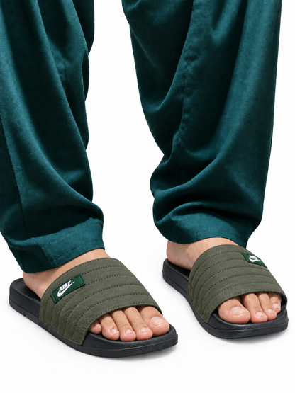 Men’s Olive Green Cushioned Slides – Premium Comfort & Everyday Wear