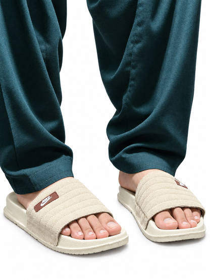 Men’s Cream Cushioned Slides – Soft Comfort & Everyday Wear