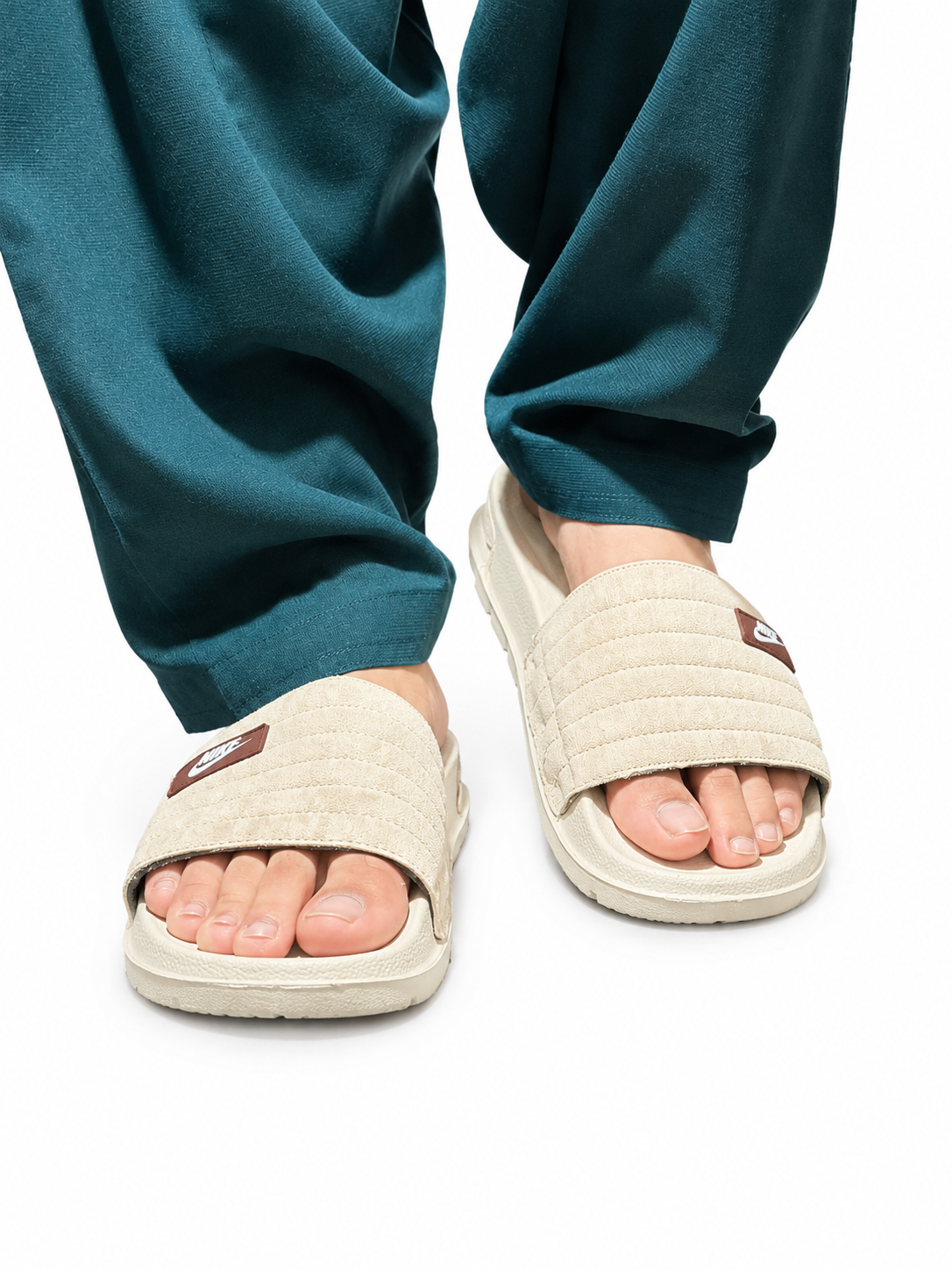 Men’s Cream Cushioned Slides – Soft Comfort & Everyday Wear