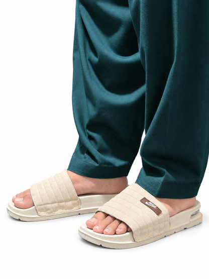 Men’s Cream Cushioned Slides – Soft Comfort & Everyday Wear