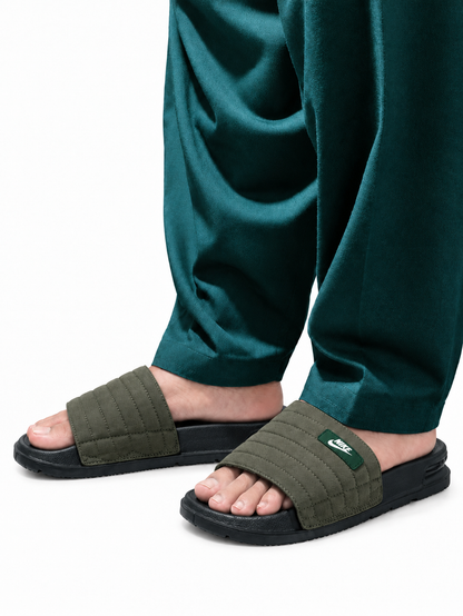 Men’s Olive Green Cushioned Slides – Premium Comfort & Everyday Wear