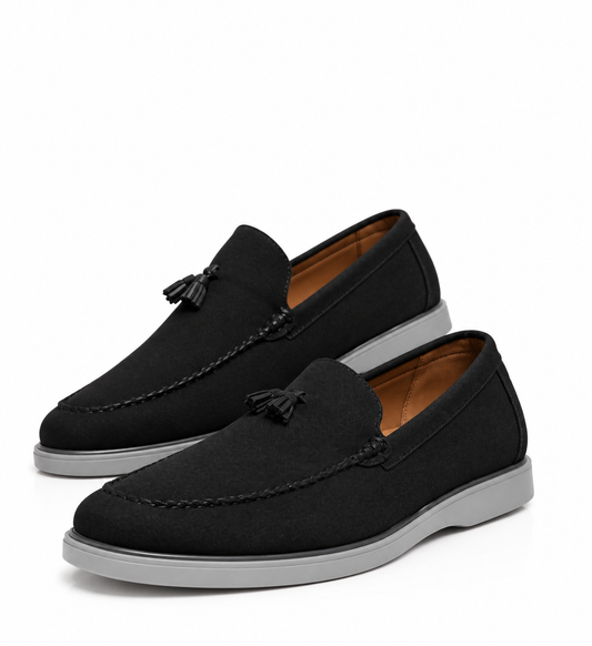 Premium Suede Black Tassel Loafers