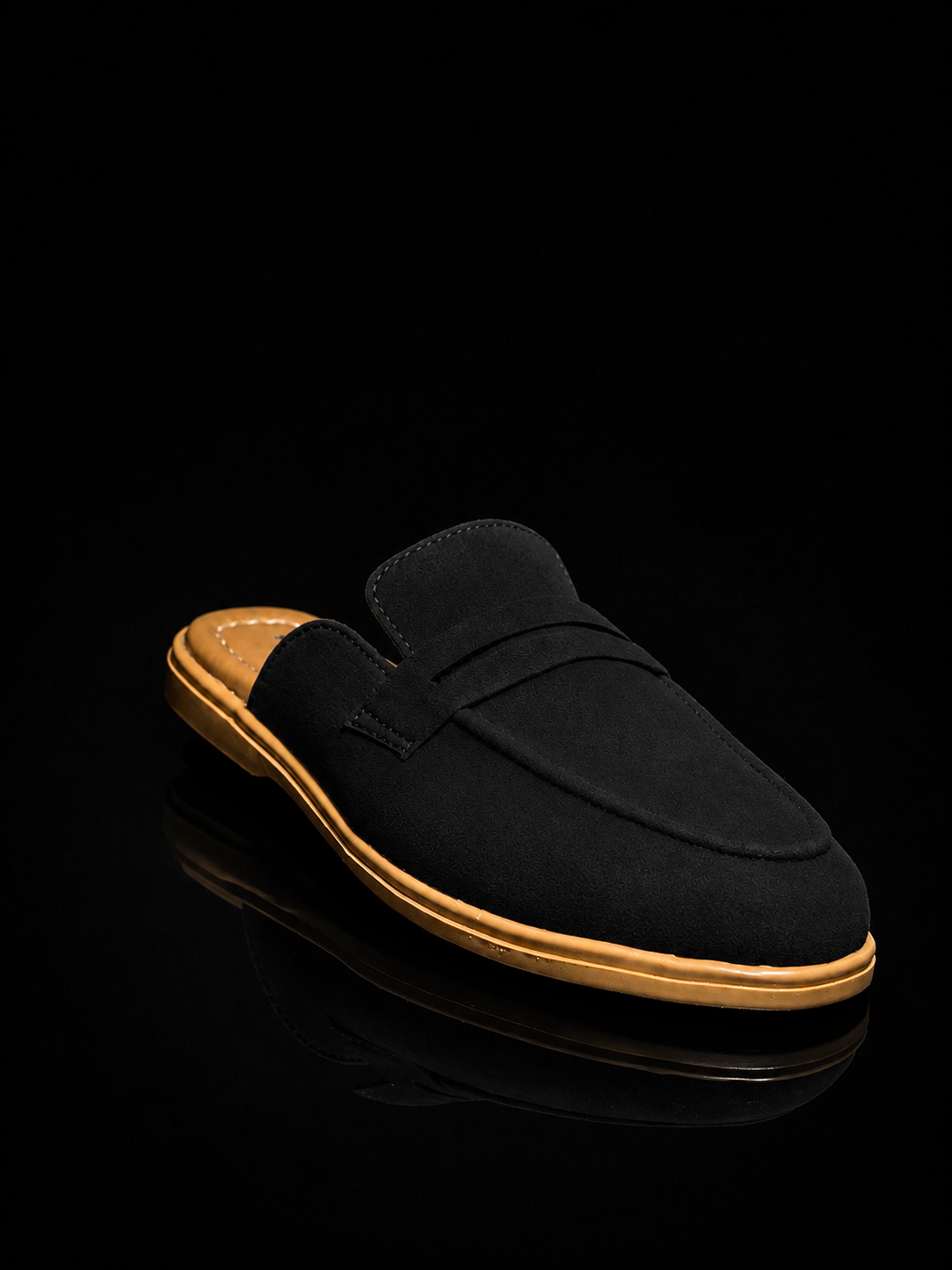 Men's Suede Mule Loafers - Noir Suede Backless Penny Loafers
