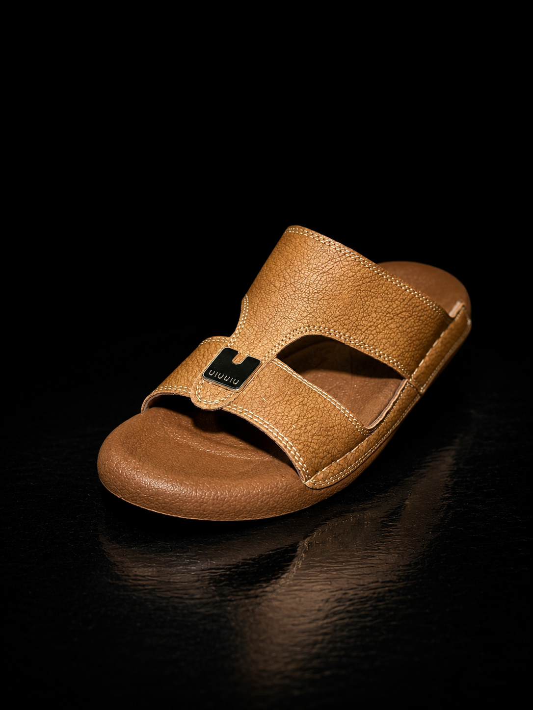 Medicated Brown Tan Leather Arabic Sandals – Men's Comfort Slip-On Slippers